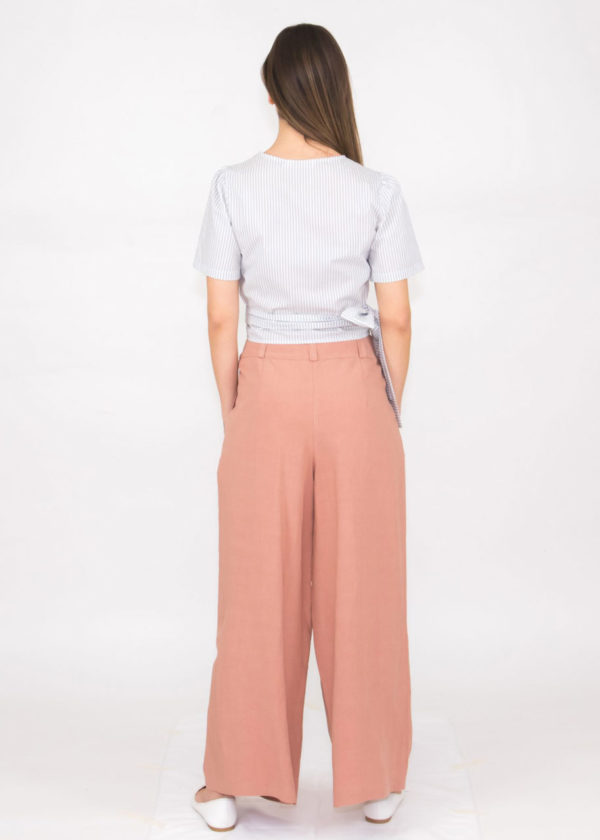 Chaton Striped Wrap Short Shirt Light Grey - Image 3
