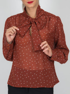 Chaton Shirt Polka Dots Red Brick