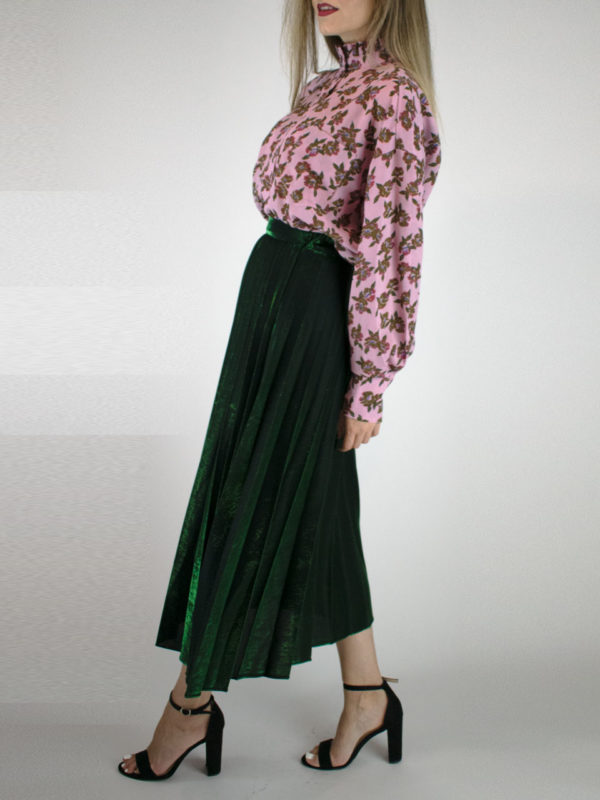 Orion London Mabel Pleated Skirt Green