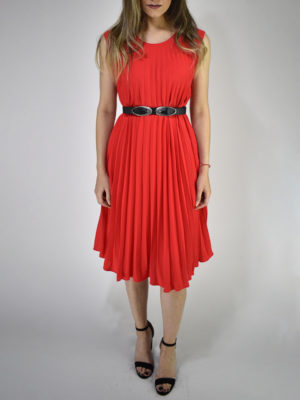 Orion London Pleated Dress Red