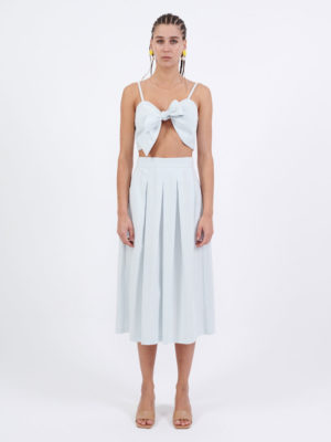 Milkwhite Midi Cotton Skirt Light Blue