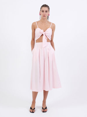Milkwhite Midi Cotton Skirt Pink