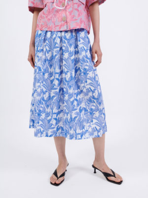 Milkwhite Printed Cotton Skirt Tropical Blue