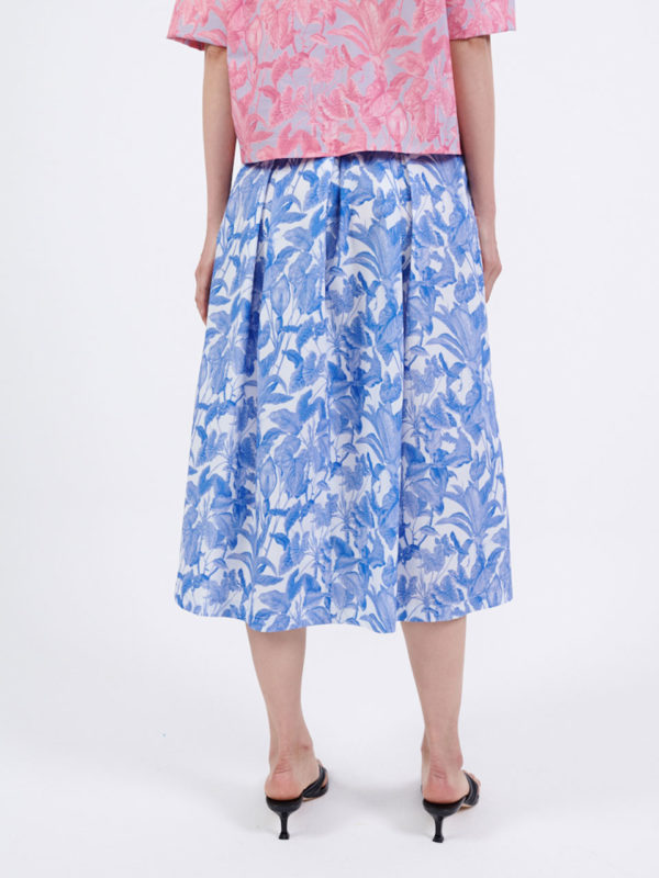 Milkwhite Printed Cotton Skirt Tropical Blue