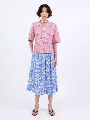 Milkwhite Printed Cotton Skirt Tropical Blue