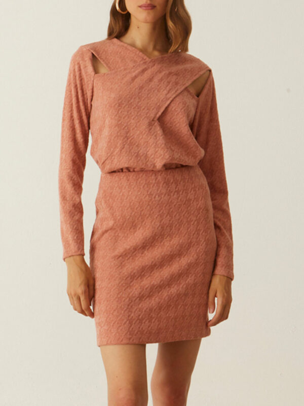 Ofilia's Pied De Poule Skirt Dusty Pink