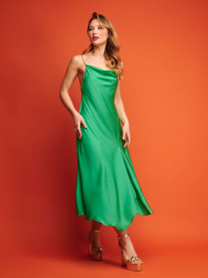 Hemithea Patmos Satin Green Dress