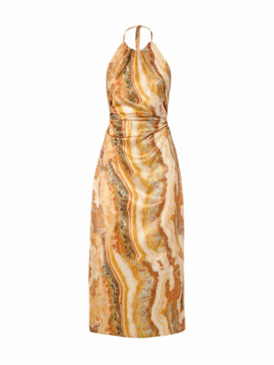 Milkwhite Open Back Glossy Dress Marble