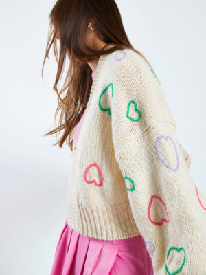 Glamorous Heart Cardigan Ecru