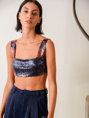 Arpyes Hex Sequin Crop Top Multicolor