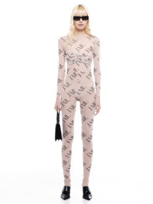 Milkwhite Mesh Printed Jumpsuit