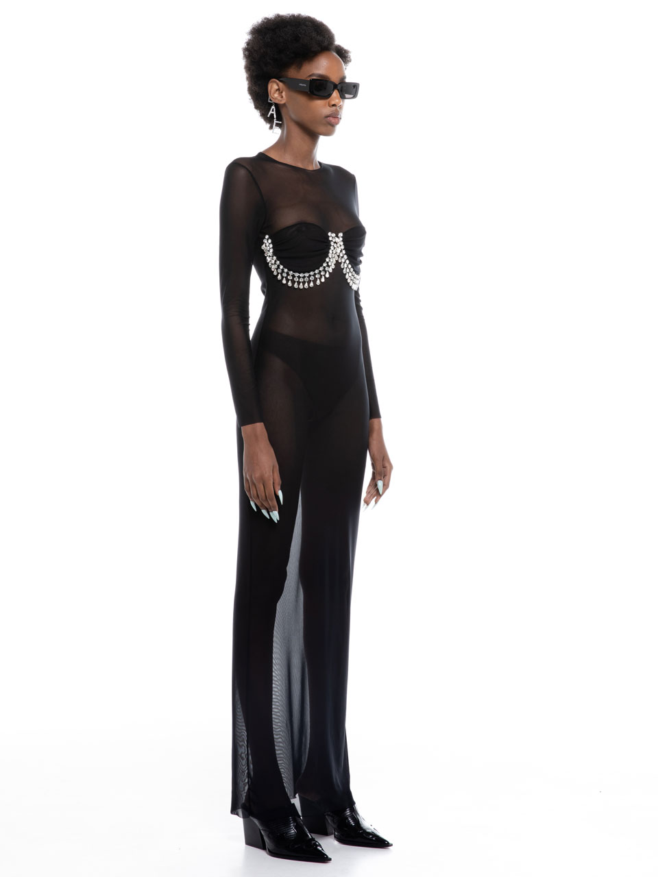 Milkwhite Mesh Dress Black