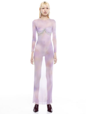 Milkwhite Mesh Dress Purple