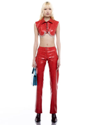 Milkwhite Vegan Leather Pants Red