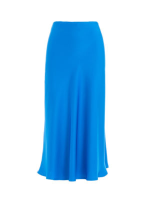 Milkwhite Satin Midi Skirt Royal Blue