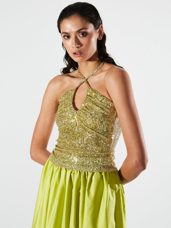 Ananke Sienna Sequin Lime Top - Image 2