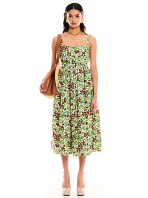 We are Small Collar Midi Dress Floral Ivory