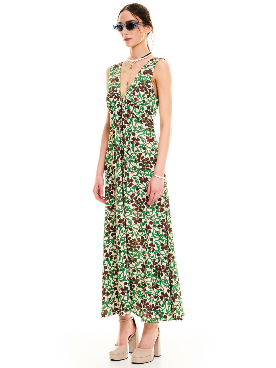 We are Front Bow Maxi Dress Floral Ivory
