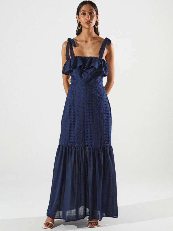 Ananke Ava Broderie Ruffle Blue Dress - Image 2