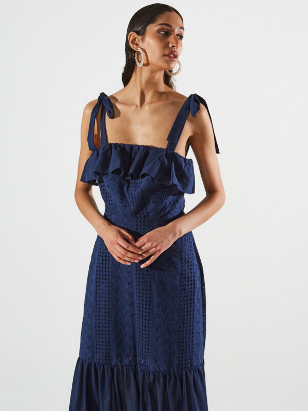 Ananke Ava Broderie Ruffle Blue Dress - Image 4