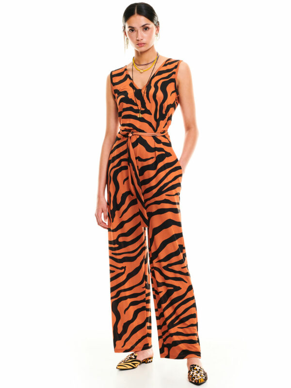 We are Jersey Jumpsuit Zebra Brown
