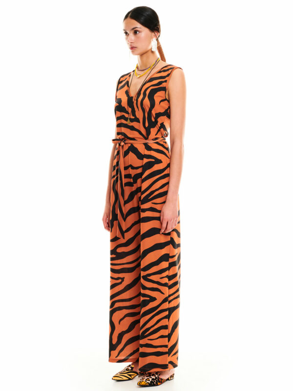 We are Jersey Jumpsuit Zebra Brown