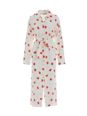 Milkwhite Shirt Dress with Hearts