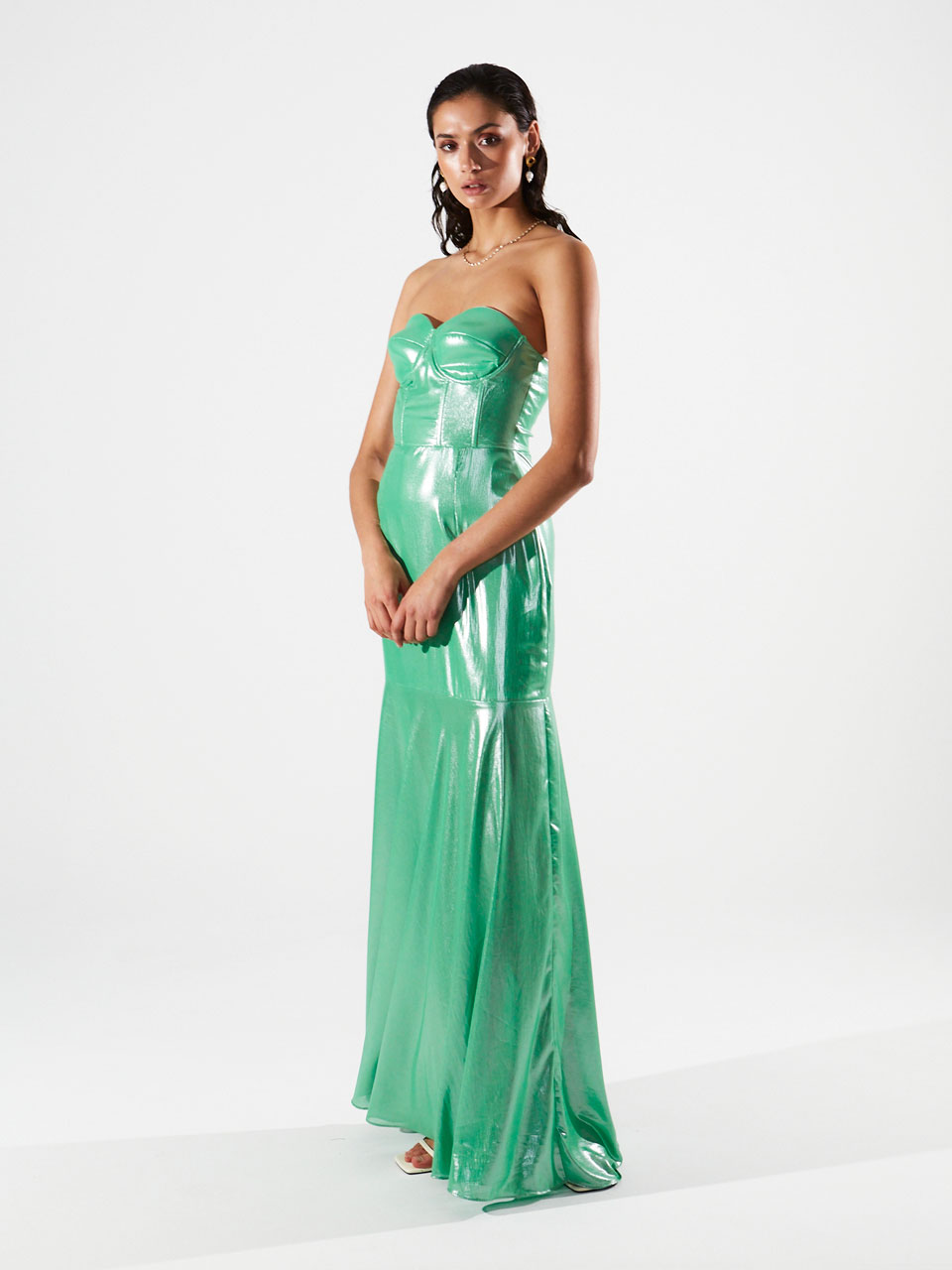 Ananke Magnolia Shiny Corset Green Dress