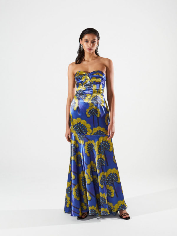 Ananke Tessa Satin Printed Corset Dress