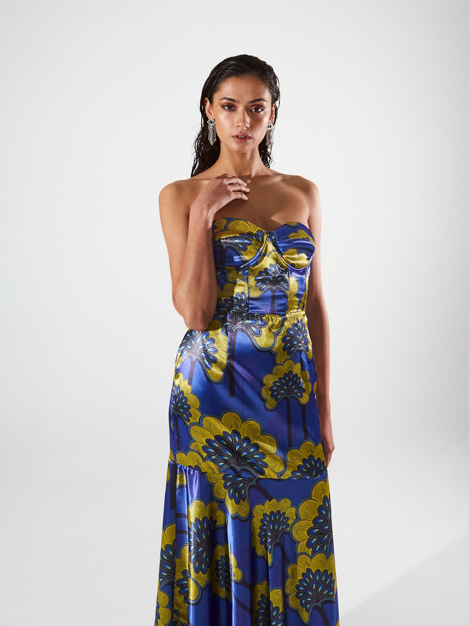 Ananke Tessa Satin Printed Corset Dress