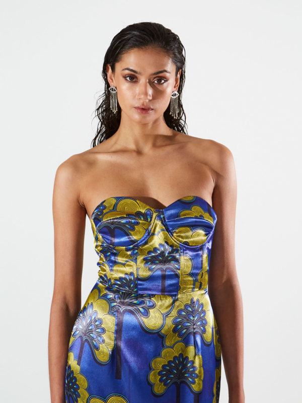 Ananke Tessa Satin Printed Corset Dress