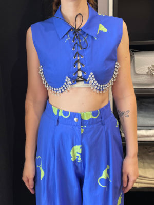 Milkwhite Top with Crystals Blue