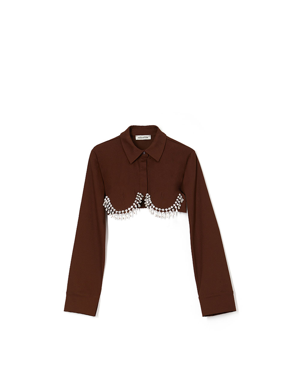 Milkwhite Crop Top With Crystals Brown