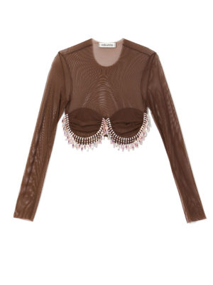 Milkwhite Cropped Crystal Top Brown