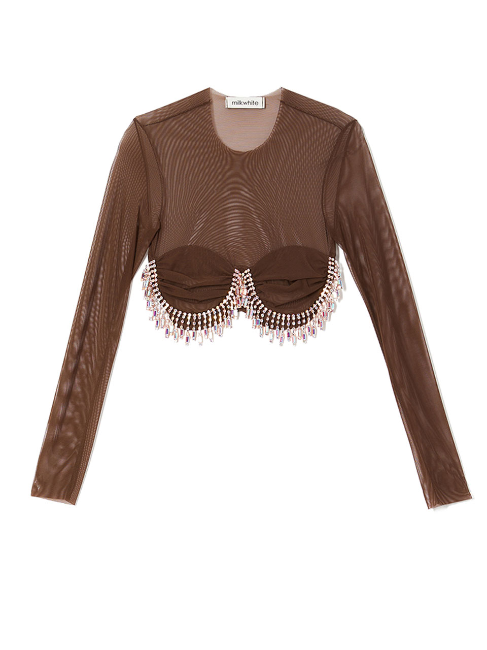 Milkwhite Cropped Crystal Top Brown