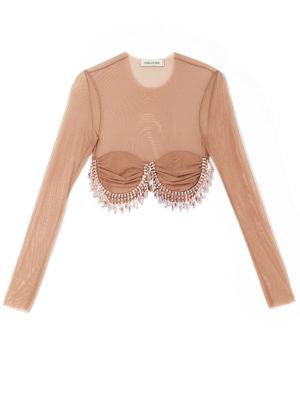 Milkwhite Cropped Crystal Top Nude