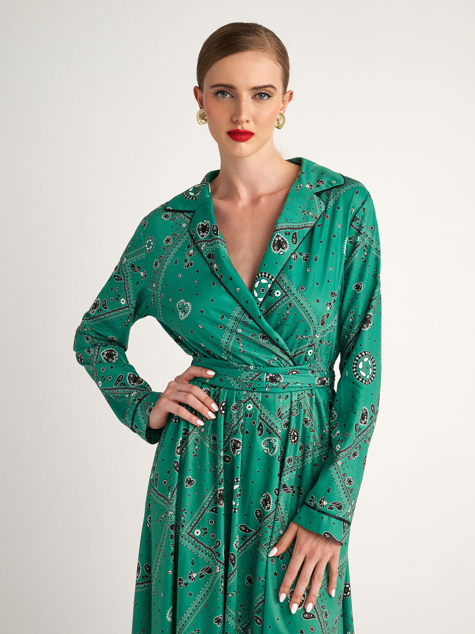 Hemithea Donatella Dress Green 90's Bandana