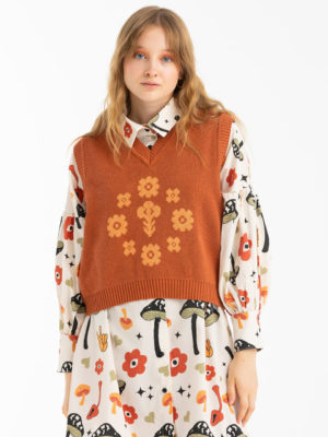 Adelie Misty Cropped Vest Brownie