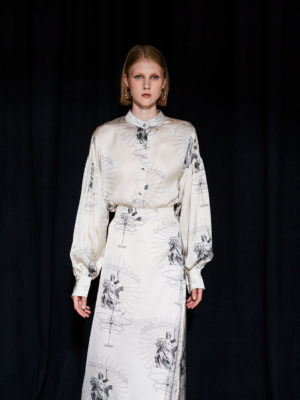 Ananke Ananke Satin Printed Ecru Shirt