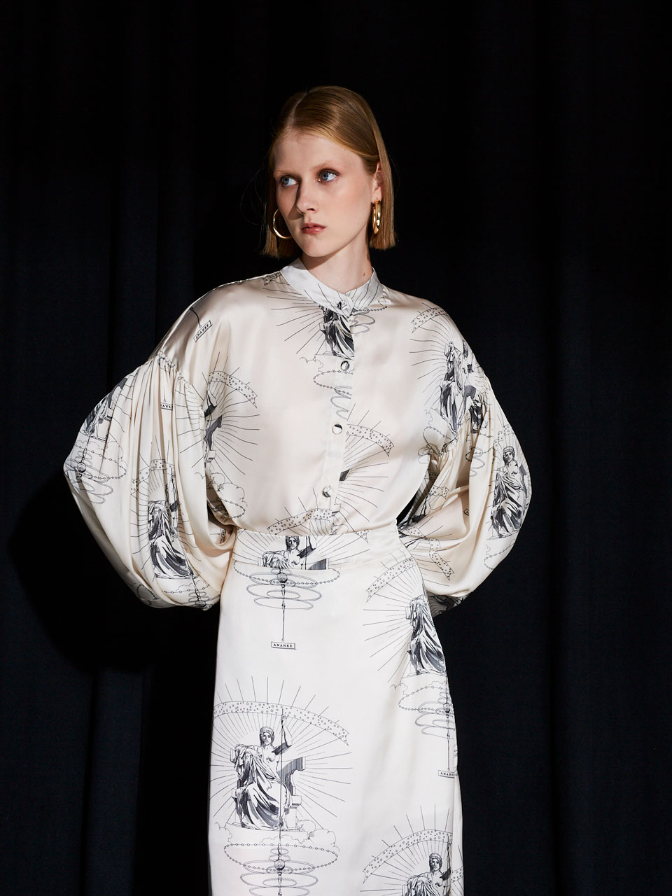 Ananke Ananke Satin Printed Ecru Shirt