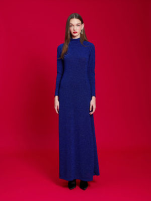 We are High-neck Lurex Gown Indigo