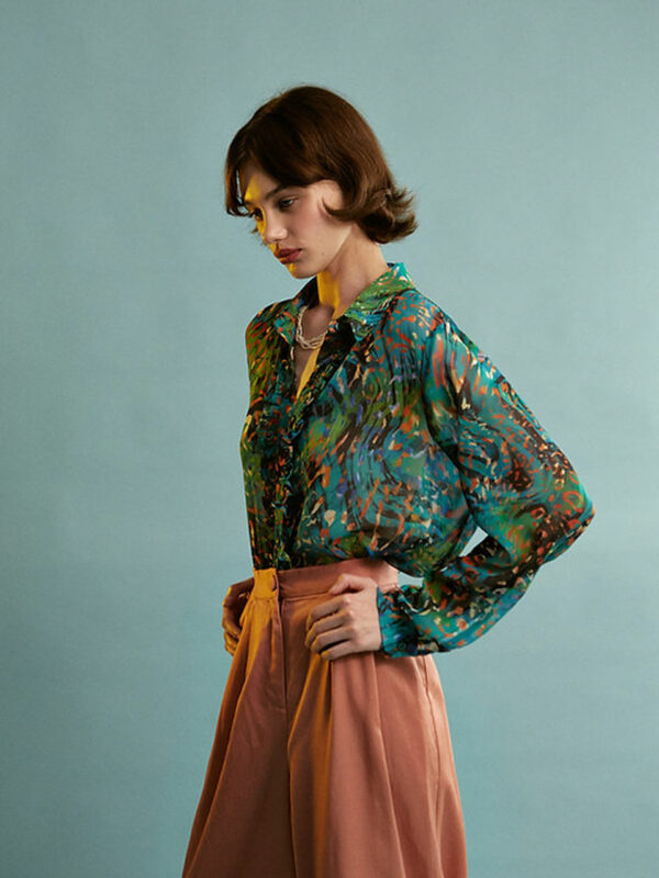 Ananke Linda Leopard Ruffle Shirt