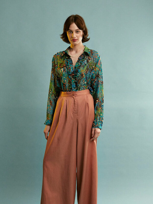 Ananke Linda Leopard Ruffle Shirt