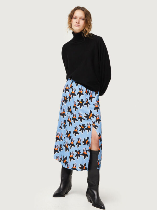 Compania Fantastica Blue Calatea Midi Skirt - Image 4