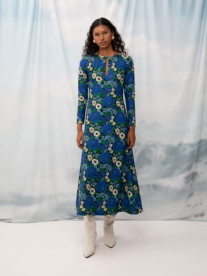 We are Keyhole Dress Flowers Blue