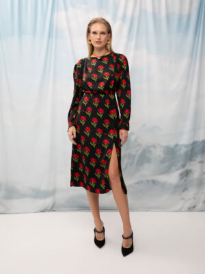 We are Midi Dress Carnations Black