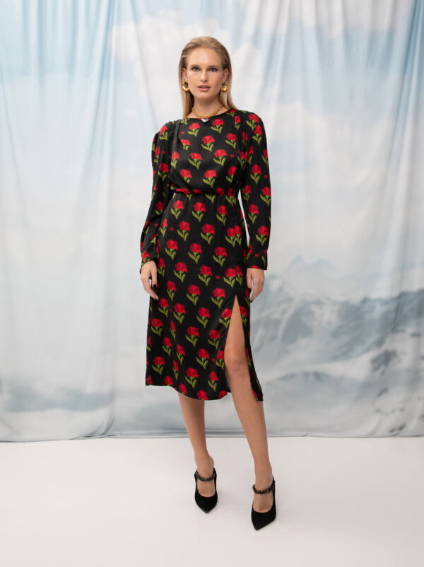 We are Midi Dress Carnations Black