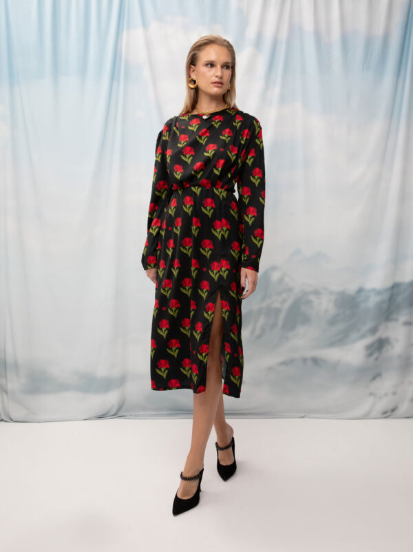 We are Midi Dress Carnations Black
