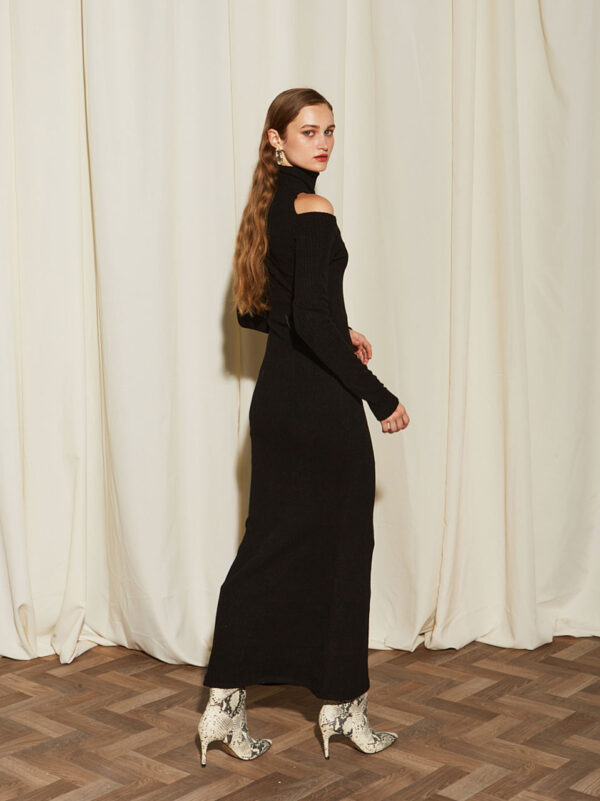 Ananke Clara Rib Knit Black Dress