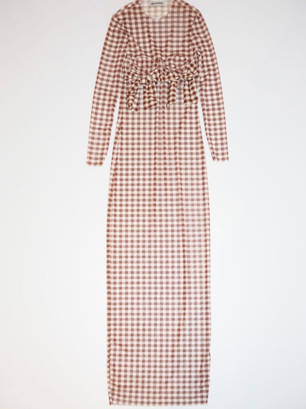 Milkwhite Mesh Dress with Bows Brown